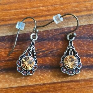 Brass tone rhinestone earrings